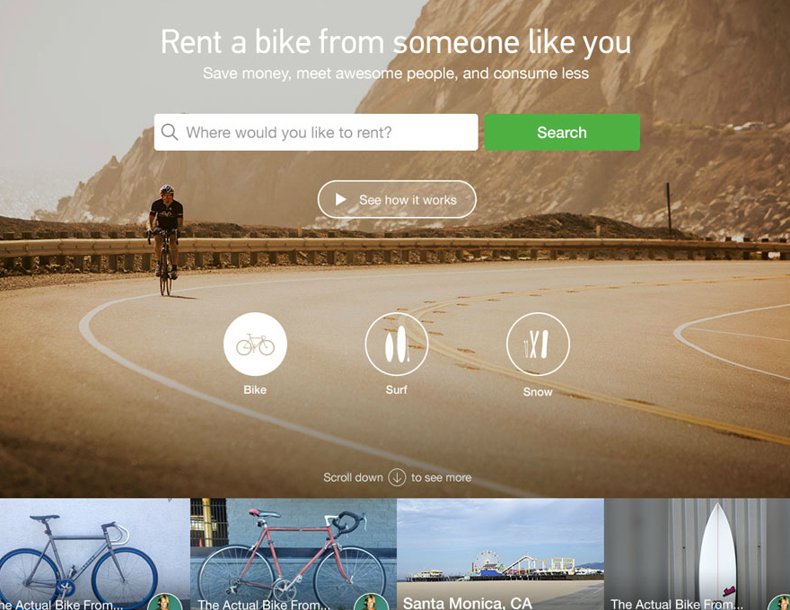 Spinlister is a Peer-to-Peer Bicycle Sharing Platform