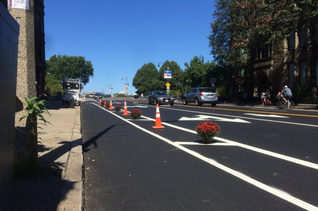 A Commuter Created a Protected Bike Lane with Potted Plants
