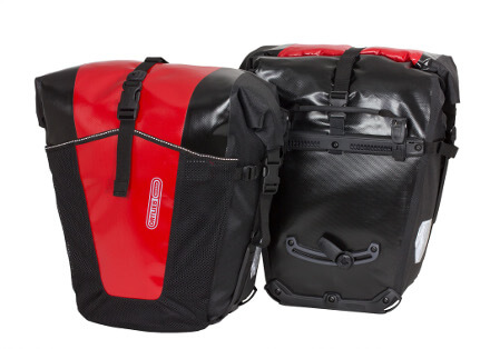 red pannier bags