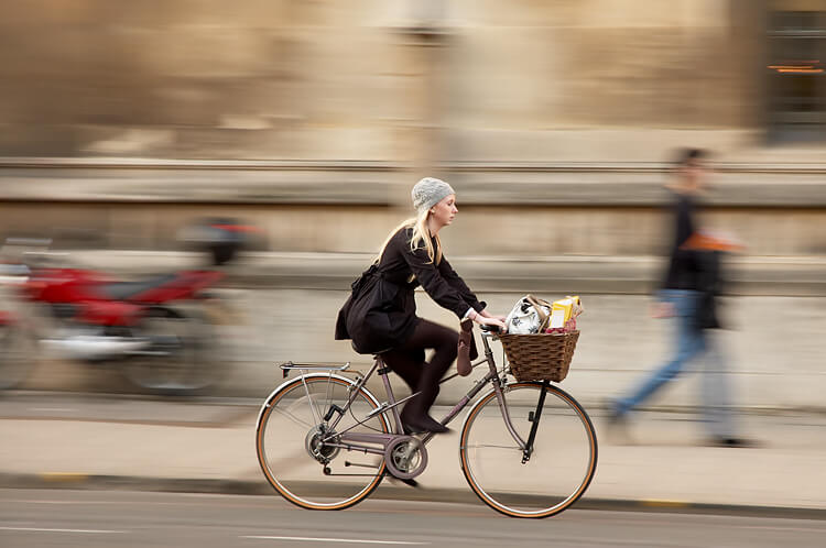 woman riding bicycle