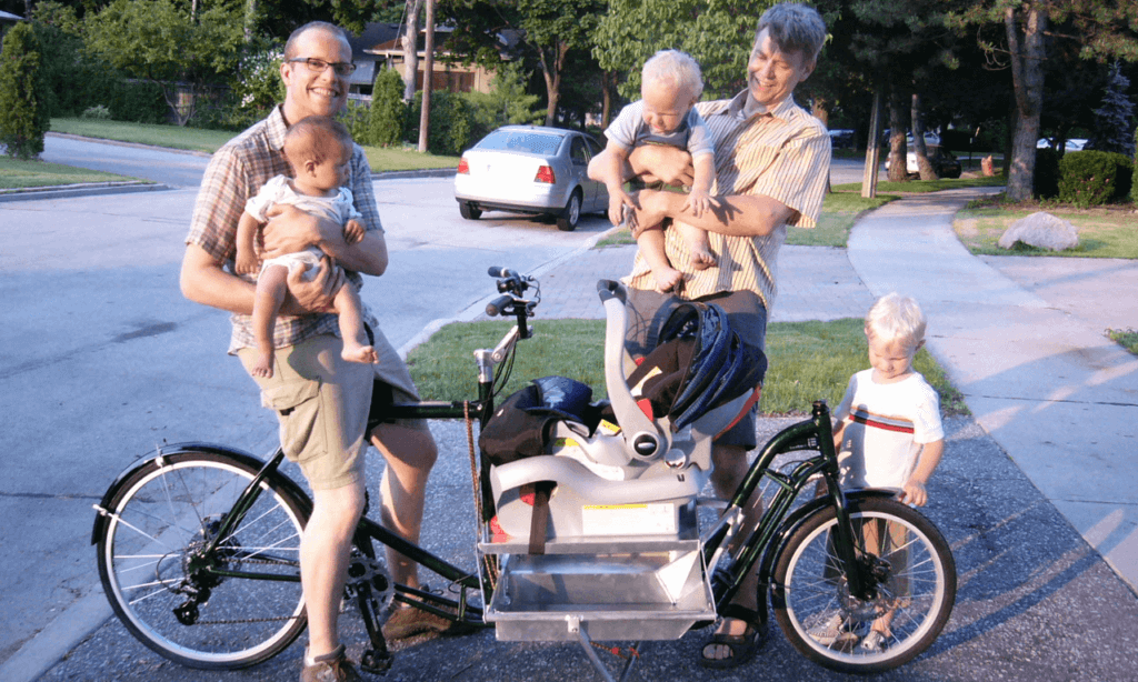 childs bike attached to adults