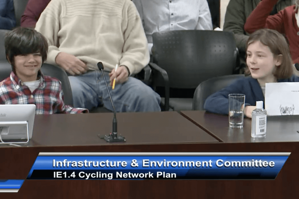 Two kids steal the show at Toronto meeting to decide fate of bike lane pilot project