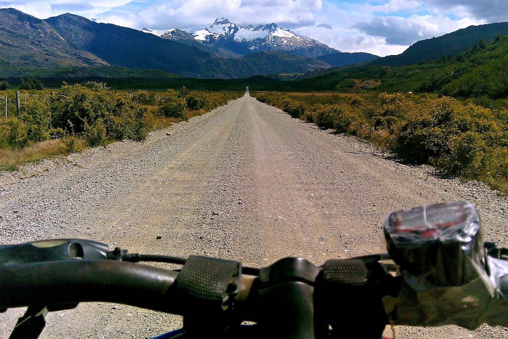 Cyclists on the Carretara Austral cycling route in Chile