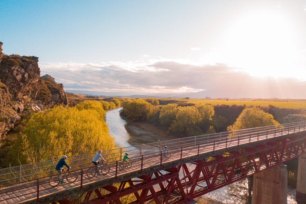 Cyclists on the Otago Central Rail Trail, New Zealand