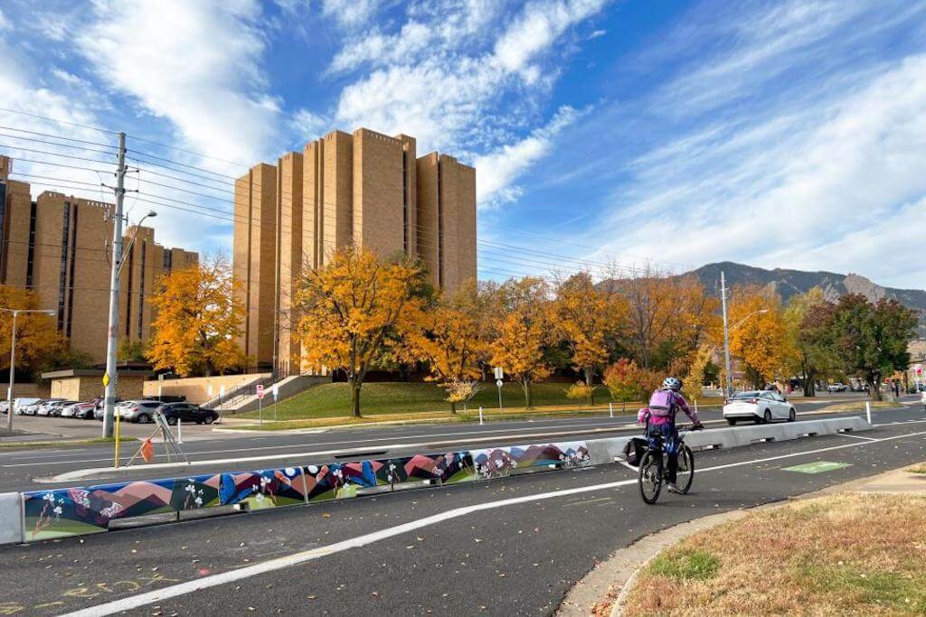 a photo of a bike lane in boulder, colorado