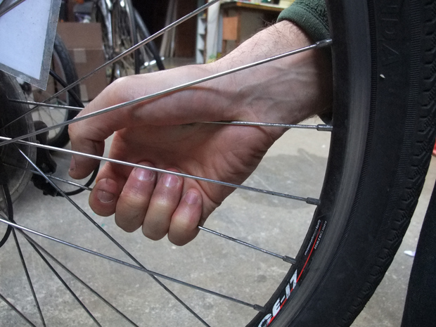 fixing a bent bike rim